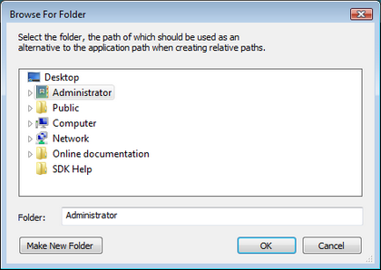 The LFNAlias Browse for Folder Dialog