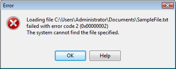 The LFNAlias Load File Error Dialog