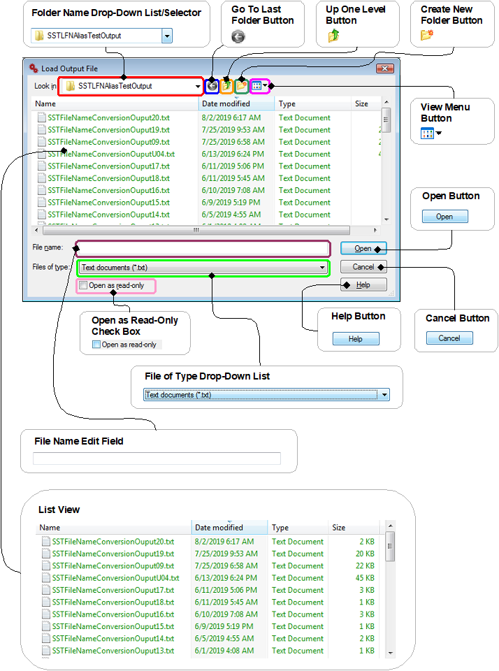 LFNAlias Load Output File Dialog