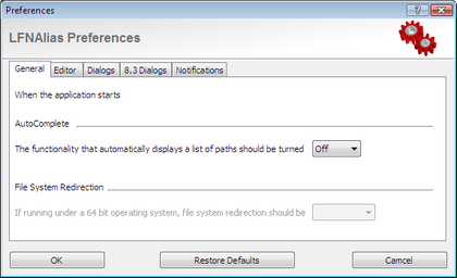The LFNAlias Preferences Dialog