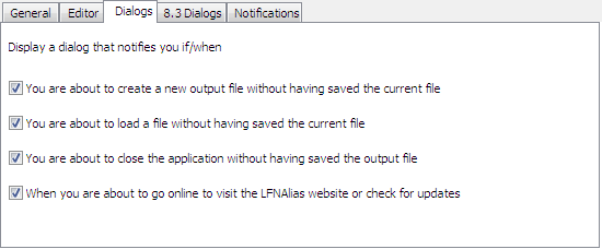 Dialogs Tab Sheet