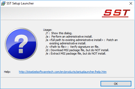 The Command Line Switches Dialog