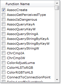 Function Names List View